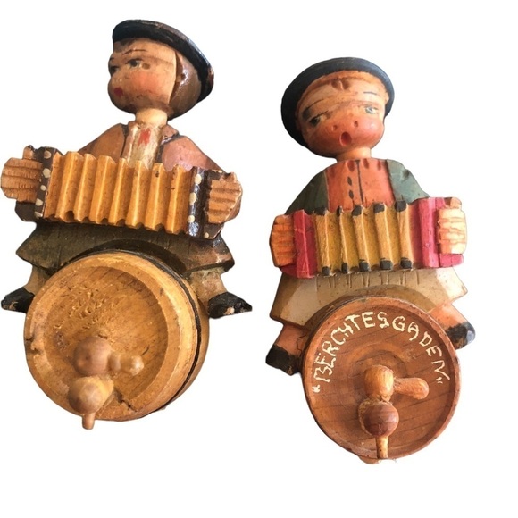 VTG Hard~Carved Set of 3 German Wine Cork Toppers Wood 3” Wine Tasting Colorful - Picture 9 of 14
